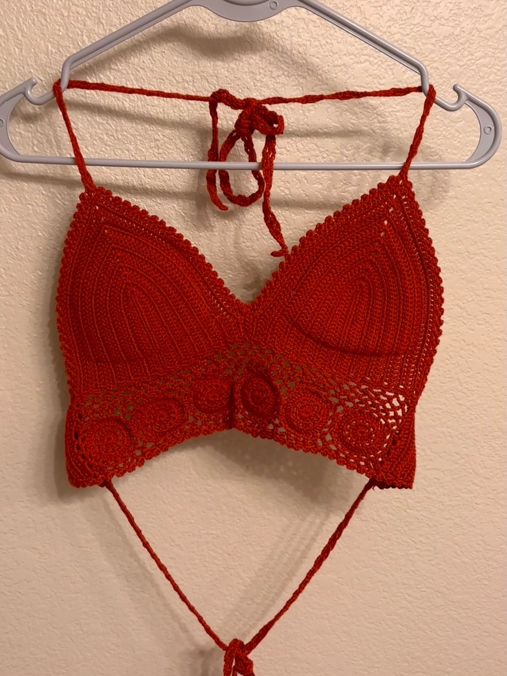 Red/ Orange Crochet Halter Top/ Bralette